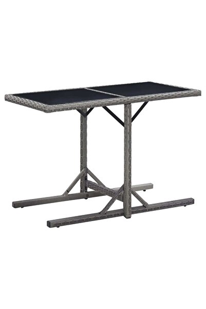 Concept Τραπέζι κήπου, ανθρακί, 110 x 53 x 72 cm, γυαλί και πολυρατάν