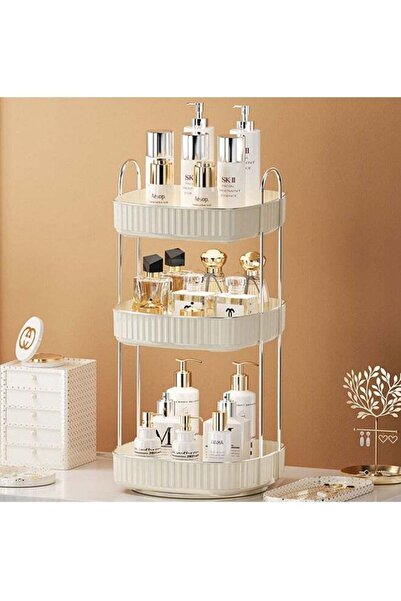 Arabest 3 Tier Turntable Cosmetic Shelf,Rotating Makeup Organizer,Bathroom Co...