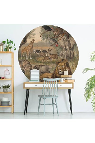 CanvasWallArt WallArt Tapet în formă de cerc „Animals of Africa”, 142,5 cm