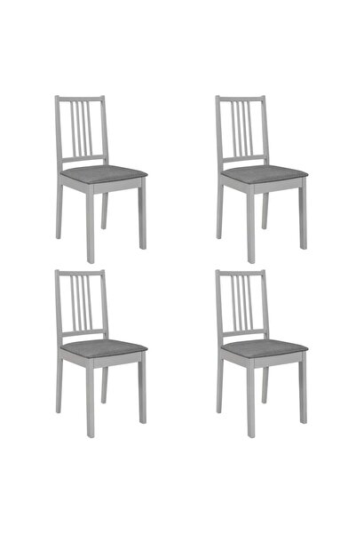 Concept Καρέκλες κουζίνας με μαξιλάρια, 4 τεμ., γκρι, μασίφ ξύλο