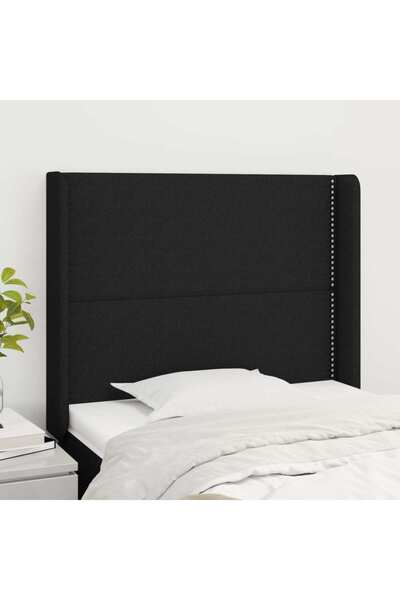 Concept Κεφαλάρι κρεβατιού με φτερά, μαύρο, 93x16x118/128 cm, ύφασμα