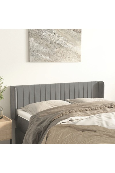 Concept Tăblie de pat cu aripioare gri deschis 147x16x78/88 cm catifea