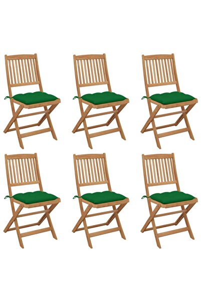 Concept Πτυσσόμενες καρέκλες κήπου με μαξιλάρια, 6 τεμ., από μασίφ ξύλο ακακίας