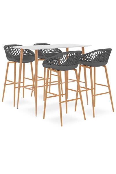 Concept Σετ επίπλων μπαρ, 5 τεμάχια, λευκό και γκρι