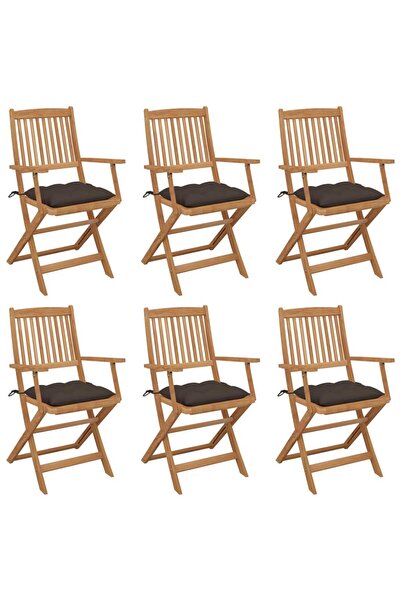 Concept Πτυσσόμενες καρέκλες κήπου, με μαξιλάρια, 6 τεμ., από μασίφ ξύλο ακακίας
