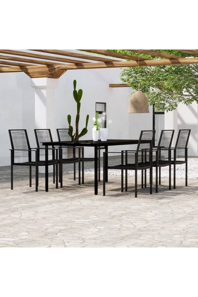 Concept Set de mobilier pentru grădină, 7 piese, negru