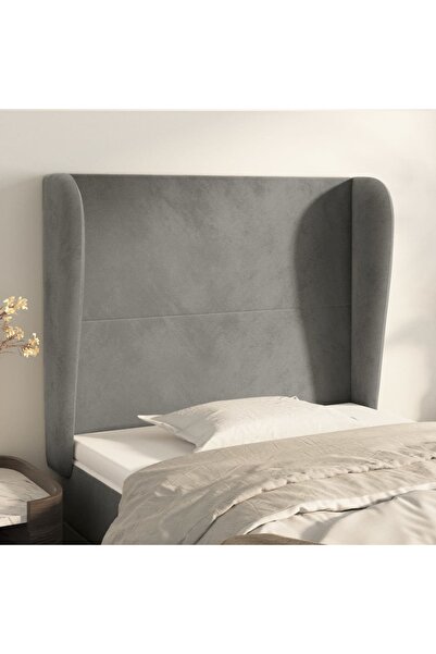 Concept Κεφαλάρι με φτερό σε ανοιχτό γκρι χρώμα, Βελούδο 93x23x118/128 εκ.
