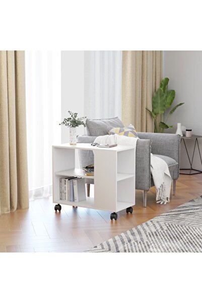 Concept Masă laterală, alb, 70x35x55 cm, lemn compozit