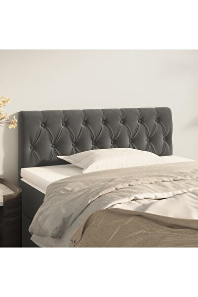 Concept Tăblie de pat, gri închis, 90x7x78/88 cm, catifea