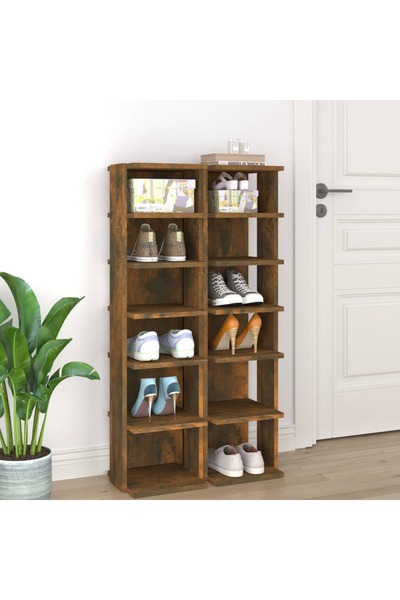 Concept Suport pantofi, stejar fumuriu, 25x27x102 cm, lemn prelucrat