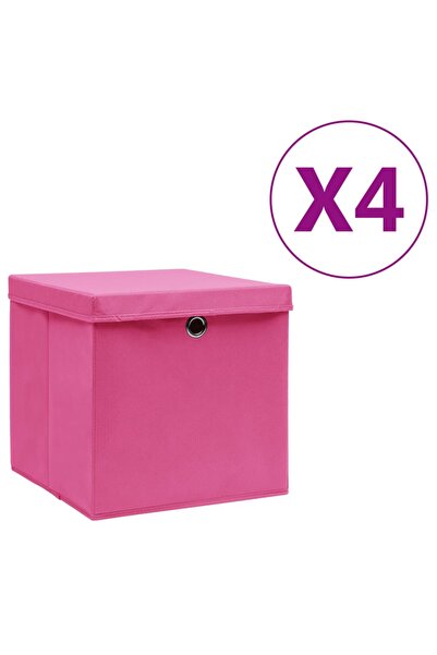 Concept Κουτιά αποθήκευσης με καπάκια, 4 τεμ., ροζ, 28x28x28 εκ.