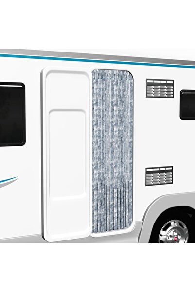 Concept Perdea de insecte, alb și gri, 56x200 cm, chenille