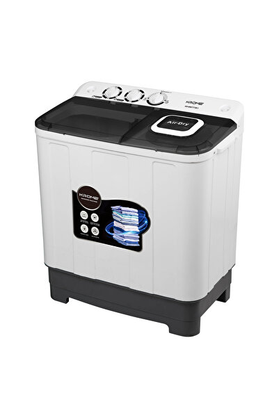 Krome غسالة ذات حوضين سعة 7 كجم للغسيل / 5 كجم للتجفيف، مزودة بمحرك نابض، لون...