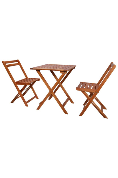 Concept Set mobilier bistro pliabil, 3 piese, lemn masiv de acacia