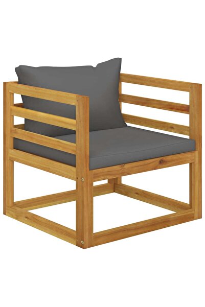 Concept Καρέκλα κήπου, σκούρα γκρι μαξιλάρια, μασίφ ξύλο ακακίας