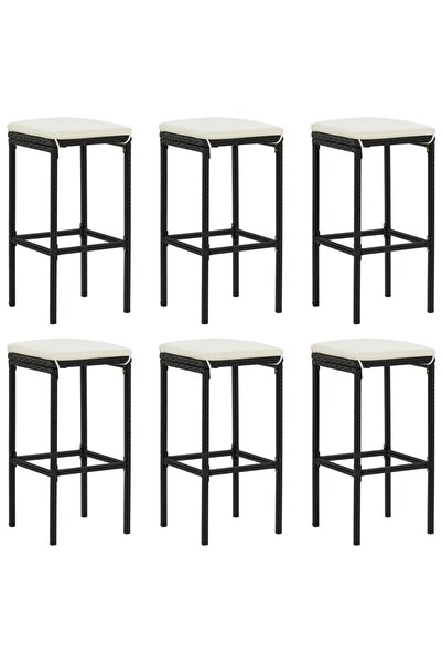 Concept Σκαμπό μπαρ με μαξιλάρια, 6 τεμ., μαύρο, πολυρατάν