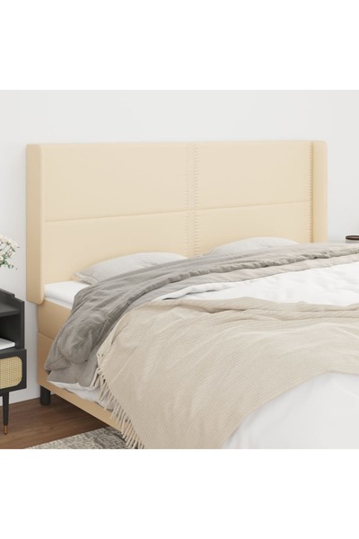 Concept Tăblie de pat cu aripioare, crem, 183x16x118/128 cm, textil