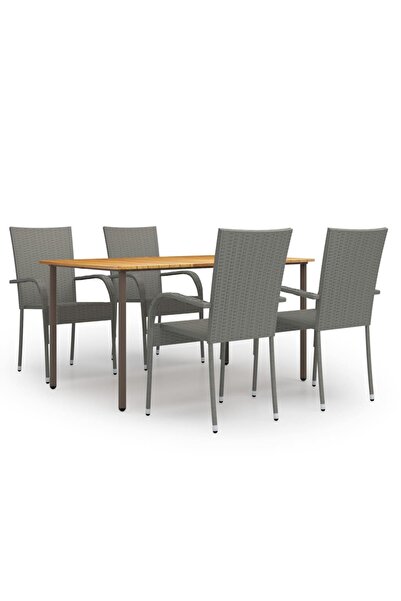 Concept Σετ επίπλων κήπου, 5 τεμάχια, γκρι, πολυρατάν