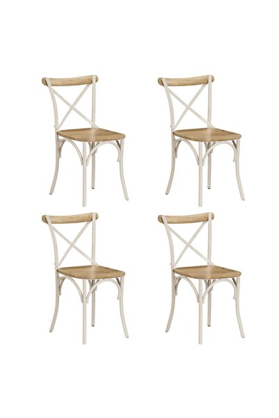 Concept Καρέκλες με σταυρωτή πλάτη, 4 τεμ., λευκές, μασίφ ξύλο μάνγκο