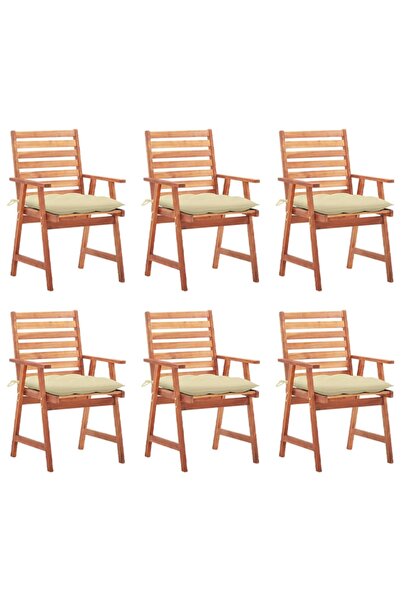 Concept Καρέκλες εξωτερικού χώρου με μαξιλάρια, 6 τεμ., από μασίφ ξύλο ακακίας