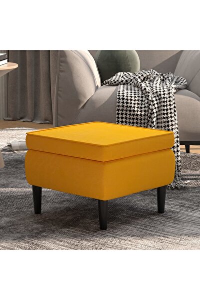 Concept Καρέκλα με ξύλινα πόδια, κίτρινη, Βελούδο