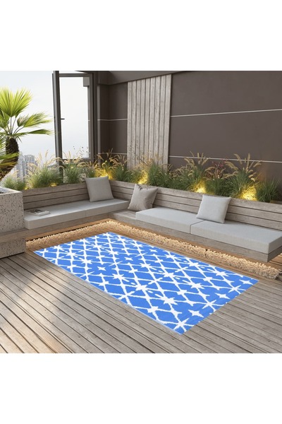 Concept Covor de exterior, albastru/alb, 80x150 cm, PP