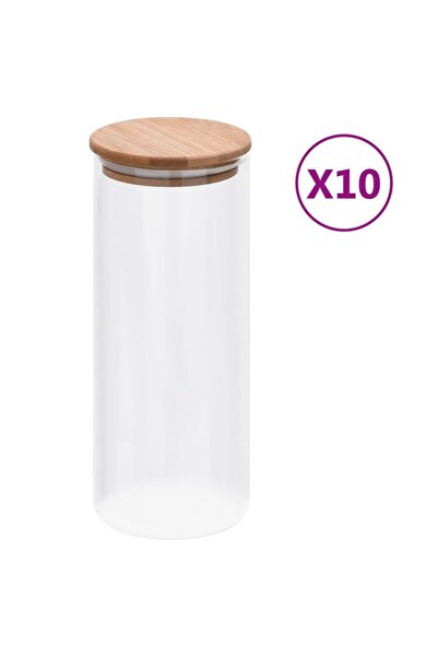 Concept Borcane din sticlă depozitare, capac de bambus, 10 buc. 1000 ml