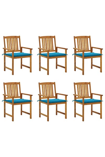 Concept Καρέκλες κήπου με μαξιλάρια, 6 τεμ., από μασίφ ξύλο ακακίας