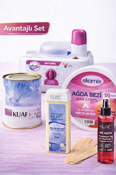 Kuaf Konserve Sir Ağda Pudralı 800 Ml+Saturn 1+1 Makina+Pudralı Rollon+Kuaf A...