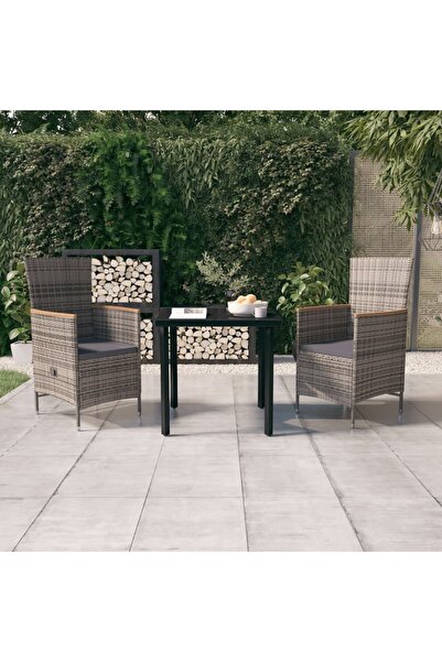 Concept Set mobilier de grădină, cu perne, 3 piese, gri