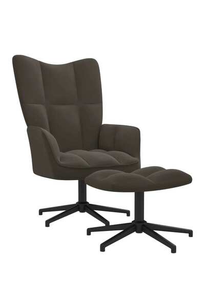 Concept Πολυθρόνα με σκαμπό, σκούρο γκρι, Βελούδο