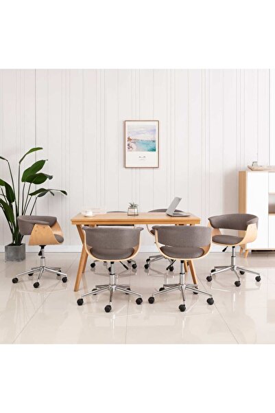 Concept Scaune de bucătărie pivotante, 6 buc., gri taupe, textil