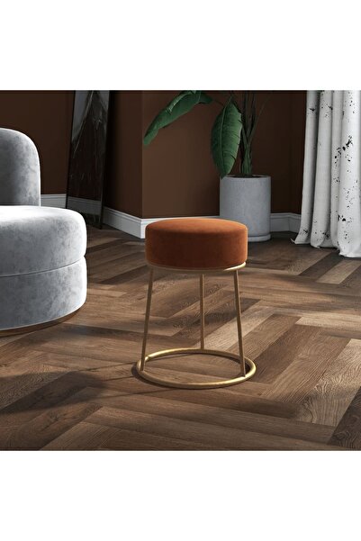 Concept Taburet rotund, maro, catifea