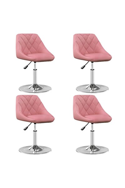 Concept Περιστρεφόμενες καρέκλες κουζίνας, 4 τεμ., ροζ, Βελούδο