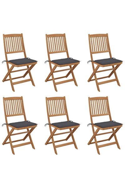 Concept Πτυσσόμενες καρέκλες κήπου με μαξιλάρια, 6 τεμ., από μασίφ ξύλο ακακίας