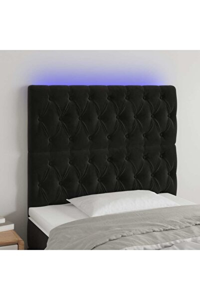 Concept Tăblie de pat cu LED, negru, 90x7x118/128 cm, catifea