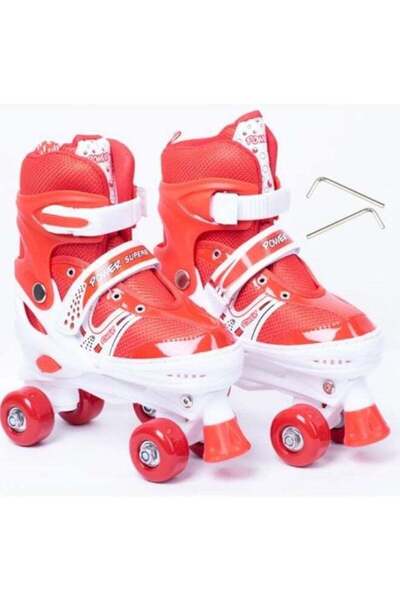 Toybox Kids Unisex Four Wheel Roller Skating Shoes, L (Size 39-42) - Red