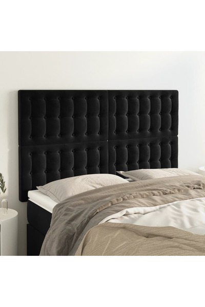 Concept Κομοδίνα, 4 τεμάχια, μαύρα, 72x5x78/88 cm, Βελούδο