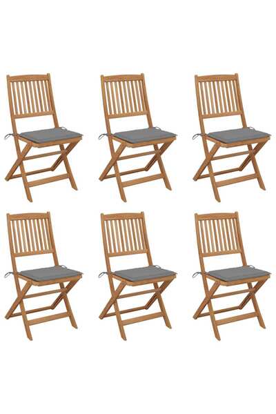 Concept Πτυσσόμενες καρέκλες κήπου, με μαξιλάρια, 6 τεμ., από μασίφ ξύλο ακακίας