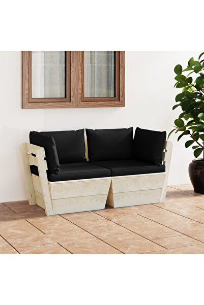 Concept Καναπές κήπου από παλέτες, 2 θέσεις, με μαξιλάρια, ξύλο ελάτης
