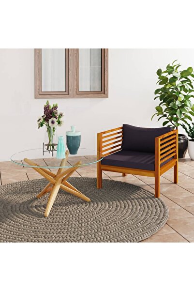 Concept Καρέκλα κήπου, σκούρα γκρι μαξιλάρια, μασίφ ξύλο ακακίας