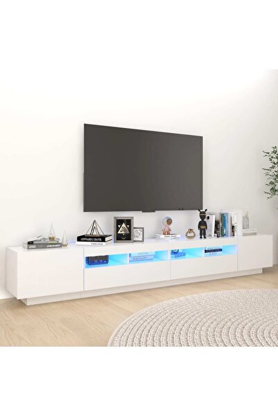 Concept Comodă TV cu lumini LED, alb, 260x35x40 cm