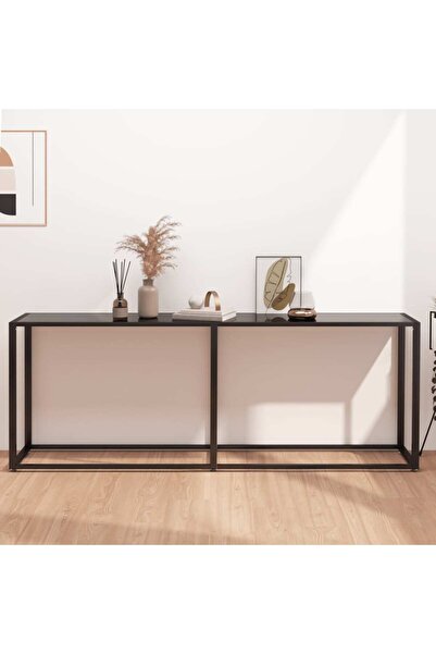 Concept Τραπέζι κονσόλας, μαύρο, 200x35x75,5 cm, σκληρυμένο γυαλί