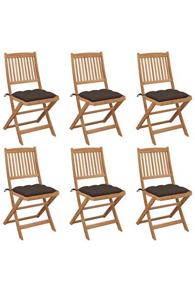 Concept Πτυσσόμενες καρέκλες κήπου με μαξιλάρια, 6 τεμ., από μασίφ ξύλο ακακίας