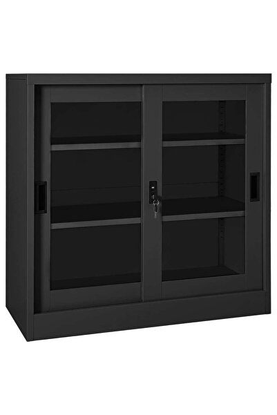 Concept Ντουλάπα με συρόμενες πόρτες, ανθρακί, 90x40x90 cm, ατσάλι