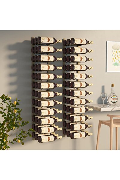 Concept Suport sticle vin montat pe perete,2 buc.,36 sticle,auriu, fier