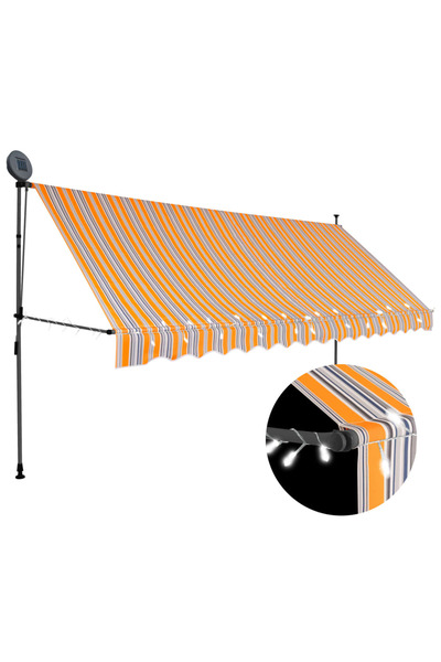 Concept Copertină retractabilă manual cu LED, galben & albastru, 400 cm