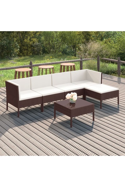 Concept Set mobilier de grădină cu perne, 6 piese, maro, poliratan