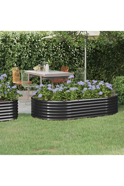 Concept Γλάστρα κήπου, ανθρακί, 175x100x36 cm, ατσάλινη