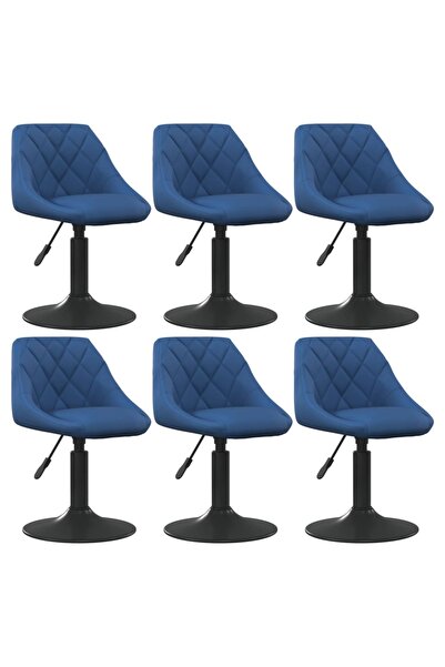 Concept Περιστρεφόμενες καρέκλες τραπεζαρίας, 6 τεμ., μπλε, Βελούδο